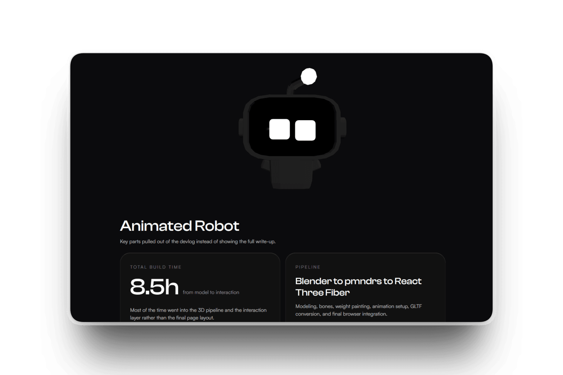 Image of Interactive 3D robot built for this portfolio